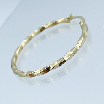 Žluté zlato náušnice kruhy duté točené